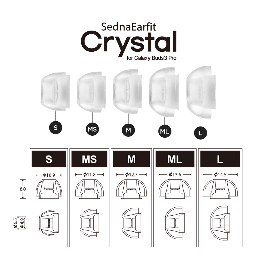 SednaEarfit Crystal for Buds 3 Pro Standard Clear Pearl