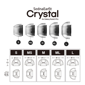 SednaEarfit Crystal for Buds 3 Pro Standard Smoky black